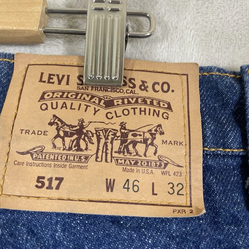 Vtg Levis Orange Tab 517 Jeans Mens 46x32 (fit 44x32) Bootcut USA 90s DARK Wash